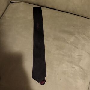 Classic Black Skinny Tie with Subtle Red White And Accents Curca Late 70s